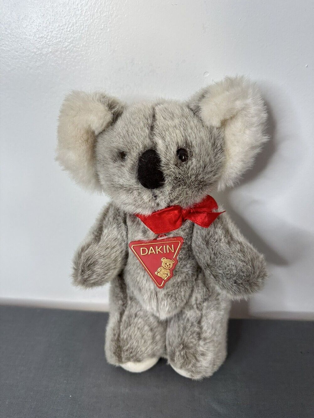 Vintage Dakin 1988 Koala Bear Stuffed Animal Plush Toy Jointed Red Ribbon